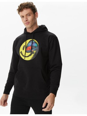 Market Smiley Conflicted Erkek Siyah Hoodie