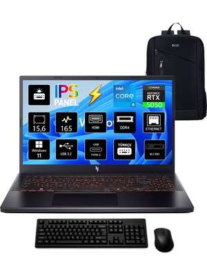 Acer nitro V 15 ANV15-52 Intel Core I5 13420H 32GB 1tb SSD RTX5050 W11 Pro 15.6'' 165Hz Taşınabilir Bilgisayar + Klavye Mause Çanta