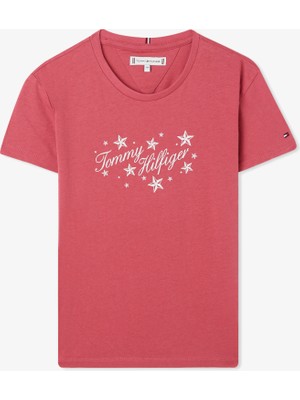 Tommy Hilfiger Tommy Script Glitter Çocuk Pembe T-Shirt