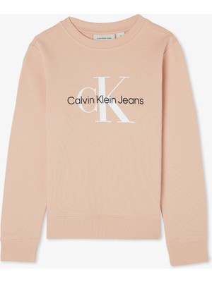 Calvin Klein Monogram Terry Çocuk Pembe Sweatshirt