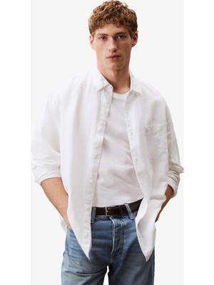 Calvin Klein Cotton Regular Erkek Beyaz Gömlek