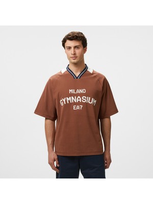 Ea7 Erkek Kahverengi Bisiklet Yaka T-Shirt
