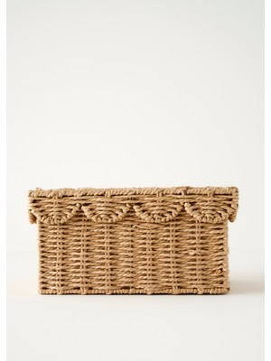 Bella Maison Wave Kapaklı Sepet Naturel (30X20X15 Cm)