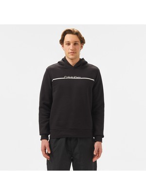 Calvin Klein Split Line Logo Erkek Siyah Sweatshirt