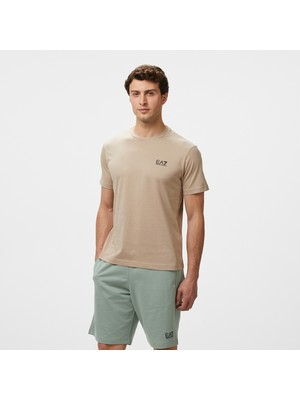 Ea7 Erkek Bej Bisiklet Yaka T-Shirt
