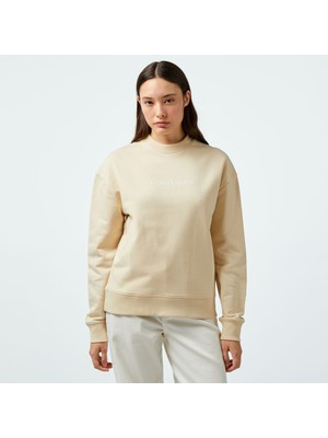Calvin Klein Hero Logo Kadın Gri Sweatshirt