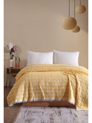 Miracolo Home Sasrı Müslin 4 Katlı Yatak Örtüsü Pike Tek Kişilik Pamuklu Pike 170X201