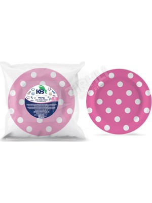 4 Adet Kbr Party Kağıt Tabak 22 cm Pembe 8'li