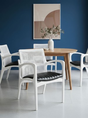 Gazzini Furniture Curva Kolçaklı Hazeranlı Ahşap Sandalye