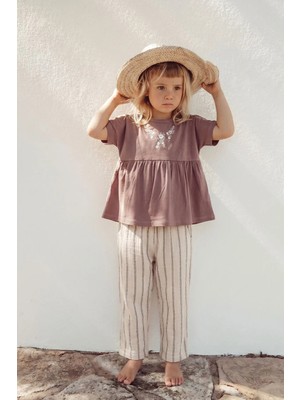 Cigit Müslin Şalvarlı Tunik Takım 1-7 Yaş Gül Kurusu