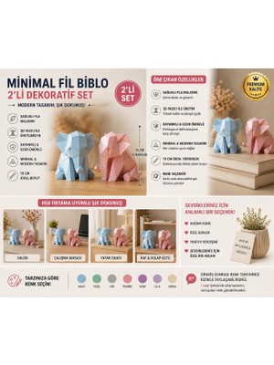 3D Boyuthane Fil Biblo 2’li Set - 15 cm