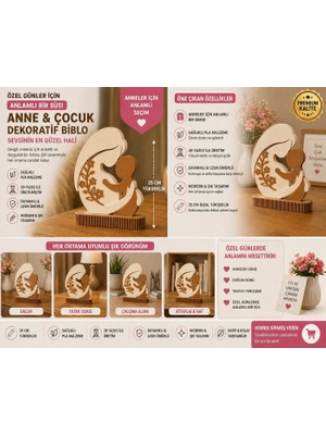 3D Boyuthane Anneler Günü Özel Anne & Çocuk Dekoratif Biblo – 25 cm