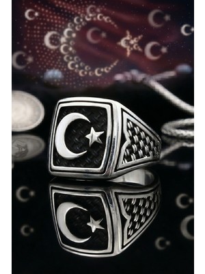 Prestige Gümüş Ay Yıldızlı - Ay Yıldız 925 Ayar Gümüş Yüzük 902695
