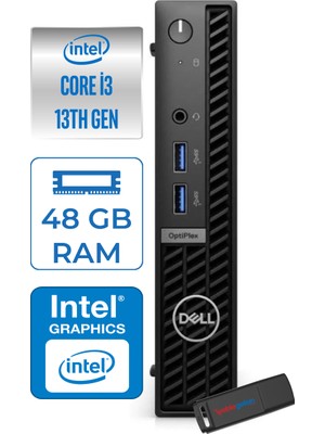 Dell Optiplex 7010MFF Intel Core I3 13100T Mx 4.20GHZ 48GB 512GB SSD UHD Graphics 730 WIN11PRO Kurumsal Mini Bilgisayar N003O7010TP17 + Zettausb