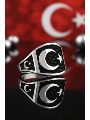 Prestige Gümüş Ay Yıldızlı - Ay Yıldız 925 Ayar Gümüş Yüzük 902699