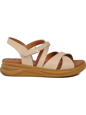 Ayakmod Bej Comfortsole Taban Kadın Sandalet 492142 Z