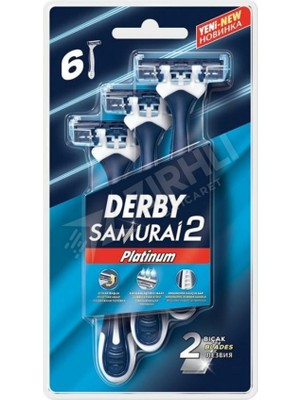 3 Adet Derby Samurai Platinum 2 Bıçaklı 6 Lı Blister