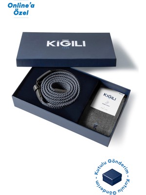 Kiğılı Likralı Esnek Spor Örgü Kemer & 2'li Bambu Çorap Hediye Kutulu Set