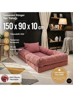 Colormix Çocuk Yer Yatağı 150X90 cm Yıkanabilir Kılıf Fermuarlı Minder Yatak