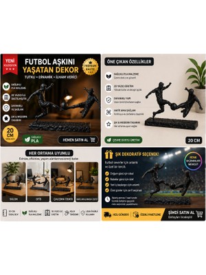 3D Boyuthane Futbol Temalı Dekoratif Biblo 20 cm