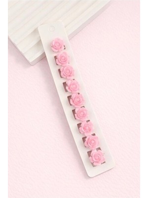 Efna Store Gül Model Pembe Renk 10'lu Charm Saç Küpesi