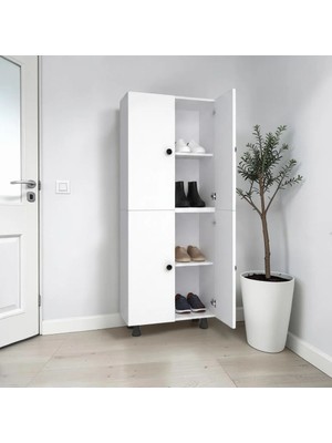 Zerka Concept Sarvel Mdf 4 Raflı Çok Amaçlı Mutfak Banyo Ayakkabılık Dolap 50CM