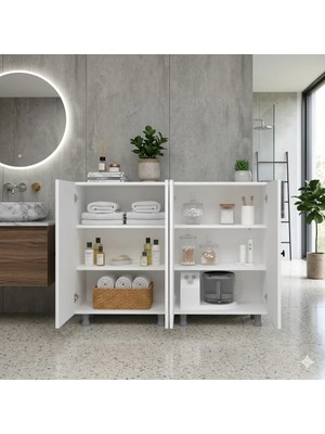 Zerka Concept Olimpos Çok Amaçlı Mutfak Banyo Ayakkabılık Dolabı 137 cm