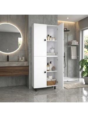 Zerka Concept Mut Mdf 4 Raflı Çok Amaçlı Mutfak Banyo Ayakkabılık Dolabı 50CM