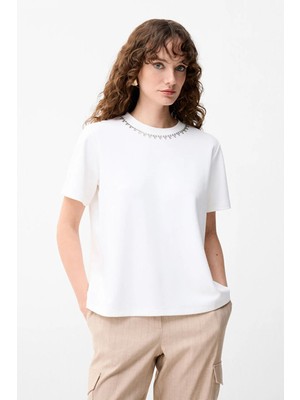 adL  Yakası Taşlı Bluz Kemik 11546875000