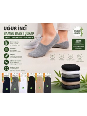 Uğur İnci Uğur Inci Erkek Bambu Babet Çorap Dikişsiz Yumuşak 6'lı Paket