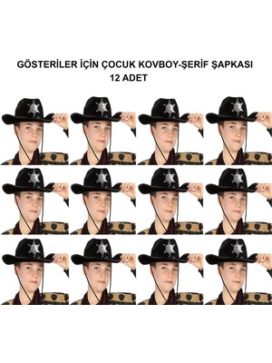 Zenvia Kovboy Şerif Şapkası Siyah 12 Adet - Kostüm, Parti ve Gösteri Şapkası ZNV-EVVN3263