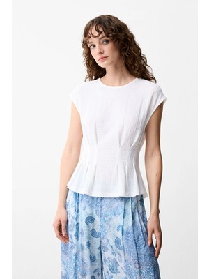 adL  Pile Detaylı Bluz Kemik 11546860000