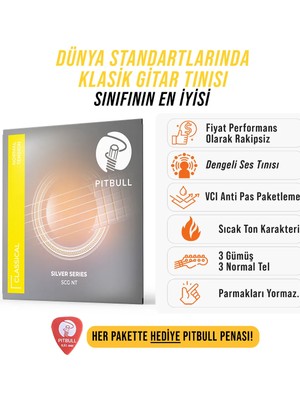Pitbull Strings Silver Series Scg Nt Takım Tel Klasik Gitar Teli