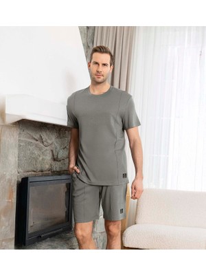 Aydoğan Lodos Store Erkek Kısa Kollu Şortlu Bambu Pamuk Karışımlı Pijama Takımı