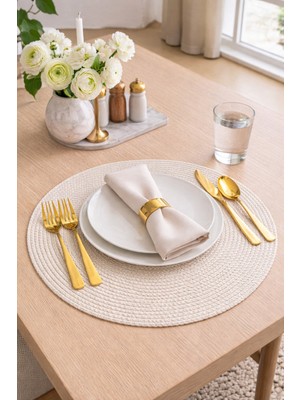 Bella Home 6’lı Örgü Supla Seti | Dekoratif Amerikan Servis | Şık ve Modern Sofra Sunum Tabak Altlığı