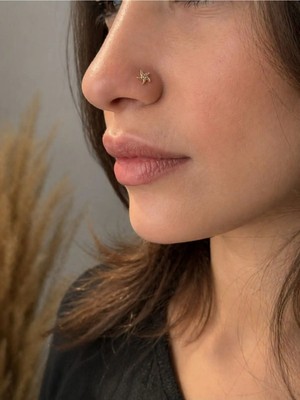 Sarezza Gold Altın Tektaş Deniz Yıldızı Figür Geçmeli Hızma Burun Piercing (14 Ayar)