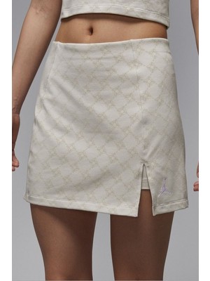 Nike Jordan Brooklyn Slim Fit High Rise Knit Skort Kadın Yüksek Bel Dar Kesim Taytlı Etek Şort Bej