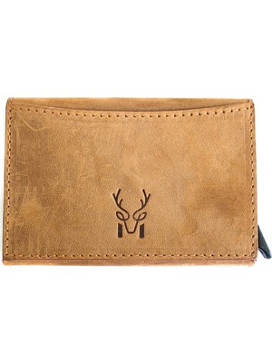 Modica Bakan Kişiye Özel Deri Mekanizmalı Kartlık İnce Tip Deri Crazy Taba Renk