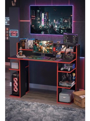 Vader Oyuncu Masası Gaming Çalışma Masası Siyah-Kırmızı Vr1-Bk