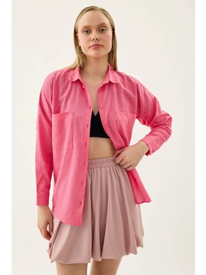 Vitrin Basic Oversize Önden Cepli Gömlek