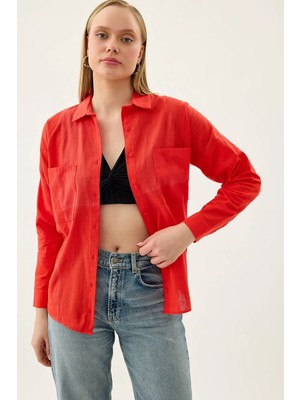 Vitrin Basic Oversize Önden Cepli Gömlek