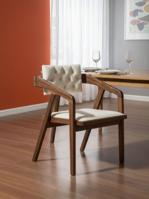 Gazzini Furniture Vargo Kapitone Sırtlı Modern Ahşap Sandalye