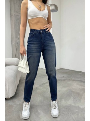 Bikelife Kadın Esnek/likralıyüksek Bel Mom Jeans