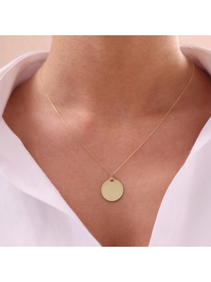 Zeyd Jewelry Yuvarlak Plaka 14 Ayar Altın Kolye