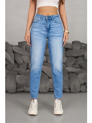 Bikelife Kadın Esnek/likralıyüksek Bel Mom Jeans
