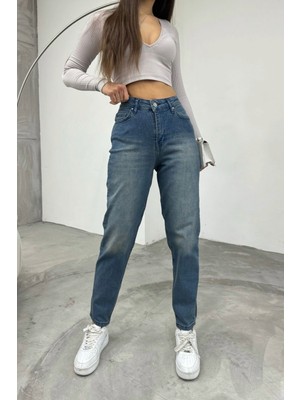 Bikelife Kadın Esnek/likralıyüksek Bel Mom Jeans
