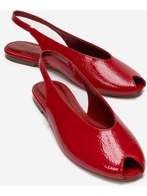 Luvi Serına Kırmızı Kırışık Rugan Kadın Sandalet