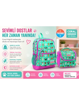 Coral High Köpek Desenli Okul Sırt Çantası 23465+THERMO Beslenme Çantası 11715