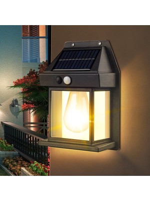 CoverZone Solar Interaktif Duvar Lambası 1200MAH Batarya 5.5V 1W LED 600LM 120 Derece Algılama Mesafesi 5-8m Sensörlü Su Geçirmez Güneş Enerjili Aydınlatma | BK-888
