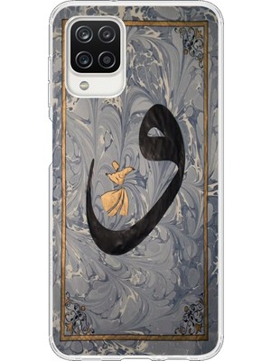 Le Balvo Samsung Galaxy A12 Uyumlu Vav Harfi Gri Baskılı Silikon Kılıf